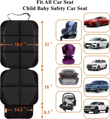 Vista 2 de Protector de asiento de automóvil con respaldo acolchado de goma antideslizante, acolchado impermeable más grueso para asientos infantiles, sin