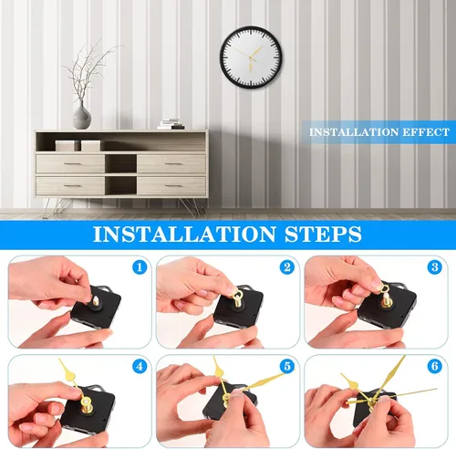 Vista 5 de DOITOOL Silence - Kit de repuesto para reloj de cuarzo, mecanismo silencioso, eje largo, piezas de mecanismo, sin batería (dorado), longitud del eje