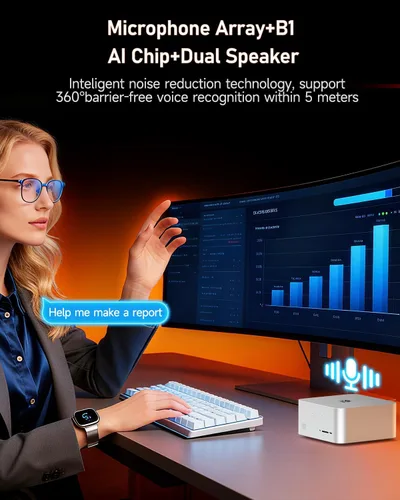 Vista 9 de Beelink Mini PC, GTR9 Pro AMD Ryzen AI Max+ 395 CPU (126 Tops), 128GB RAM 2TB Crucial SSD, Mini Computadora Win11 Pro/10GbE Dual LAN/WiFi 7+BT5.4/8K