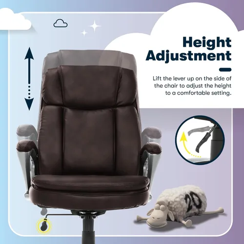 Vista 7 de Serta Fairbanks - Silla de oficina ejecutiva grande y alta, ergonómica, cómoda, sillas de computadora con respaldo alto, soporte lumbar, cojín