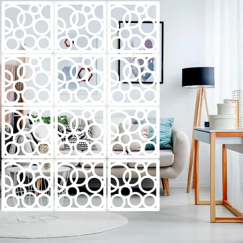 ANMINY 12 PCS Paneles Divisores de Habitación Colgantes Decorativos Gruesos con Tallado Floral Pantalla de Pared Diseño Calado para Dormitorio Sala
