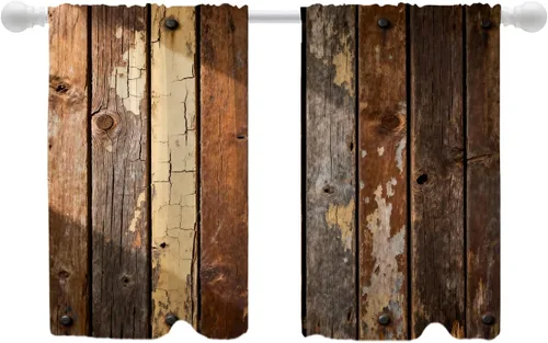 Vista 138 de Shrahala Floral Abstract Design Tier Curtains for Kitchen Windows, Minimalist Flower Illustration Window Curtain Panels Multilayer Polyester