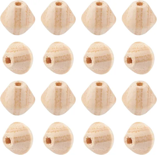 Vista 35 de Cheriswelry 50 cuentas redondas de madera sin terminar de 0.79 a 0.78 pulgadas, color blanco antiguo, agujero grande, de madera natural, cuentas