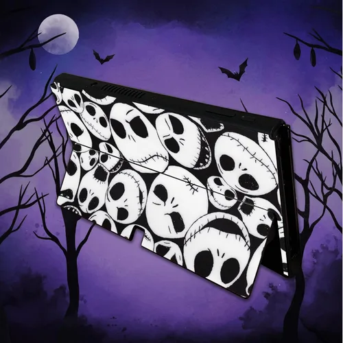 Vista 5 de BelugaDesign Skulls Switch Skin - Calcomanía de vinilo gótico Nightmare Halloween Horror Compatible con Nintendo Switch OLED