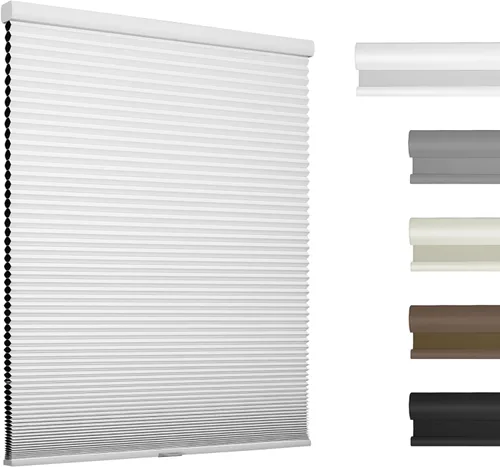 BERISSA Persianas celulares opacas sin cordones de 1.5 pulgadas, persianas celulares resistentes de una sola celda con aislamiento térmico para