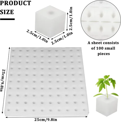 Vista 2 de 400 esponjas hidropónicas, herramienta de jardinería para plantar sin suelo, esponjas de plántulas, esponja de cultivo de invernadero