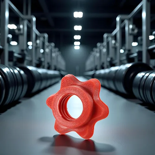 Vista 4 de Mancuerna fija roja, tuerca de mancuerna antideslizante, accesorios de levantamiento de pesas hexagonales, collar de barra de barra de tuerca