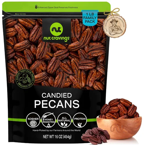 Praliné glaseado con miel de nueces confitadas, sin cáscara (16 onzas - 1 libra), nueces a granel empaquetadas frescas en bolsa resellable