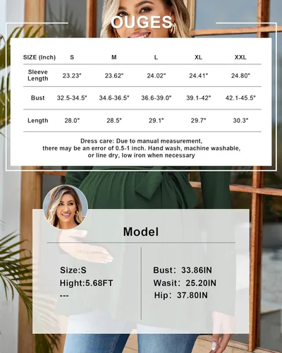 Vista 7 de OUGES Túnicas de maternidad para mujer, camisas de manga larga, cuello en V, ropa de maternidad de enfermería, blusa casual de embarazo