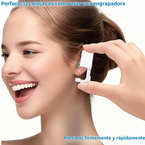 Vista 4 de Kit de perforación de orejas YINPAD - Pistola de perforación desechable cargada previamente con clavos de diferentes estilos de 5MM, kit de Diamante