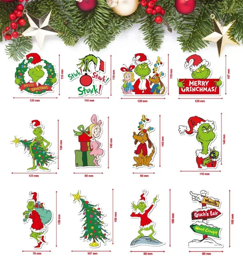 Vista 3 de RINOLY 12 imanes de Navidad para nevera, imán de Navidad para puerta, refrigerador, buzón, garaje, decoración de puerta de metal