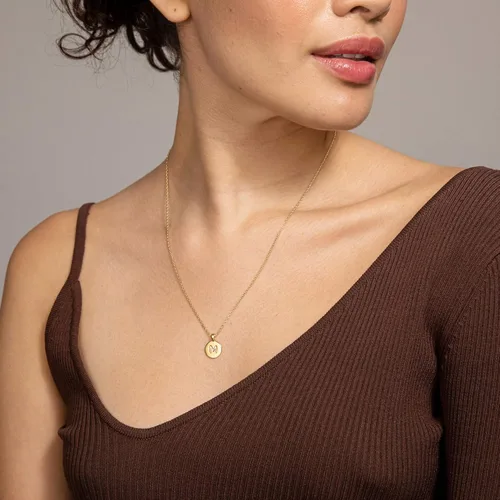 Vista 4 de PAVOI - Collar con letra inicial para mujer y niñas, chapado en oro rosa de 14 quilates