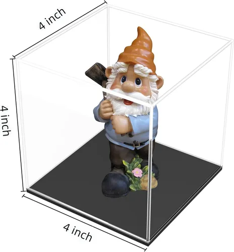 Vista 3 de Vitrina de acrílico transparente con base negra mate, vitrina premontada a prueba de polvo, caja transparente de una sola pieza para coleccionables