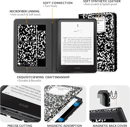 Vista 314 de CoBak Funda inteligente para Kindle Paperwhite de 6.8" de 11ª generación 2021 con función de encendido automático, ligera, delgada, de piel **Salvia