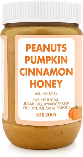 Vista 2 de Pumpkin Pup Buddy Budder, mantequilla de maní para perro 100% natural, golosinas saludables de mantequilla de maní para perros, fabricadas