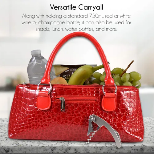 Vista 5 de Primeware - Bolsa de transporte para vino (aislamiento térmico) con estilo de moda para mujeres Con capacidad para botellas de vino tinto y blanco