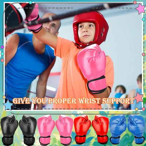 Vista 5 de 4 pares de guantes de boxeo para niños, guantes de boxeo para niños y jóvenes, 4