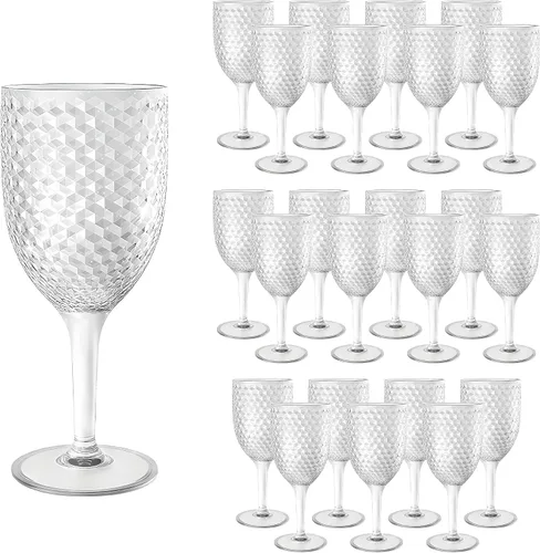 Vista 7 de Copas de vino de plástico de 13 onzas, copas acrílicas reutilizables para tostar, vasos irrompibles para bar, fiesta, boda (20, rosa)