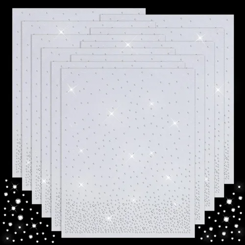 Vista 10 de 9 Hojas de Transferencias de Diamantes de Imitación Termoadhesivos, Calcomanías de Transferencia Hotfix de Cristal con Purpurina, Apliques