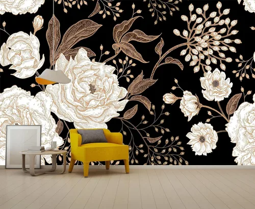 Vista 25 de Reyhui Papel pintado floral Flores de rosas grandes MURAL-015