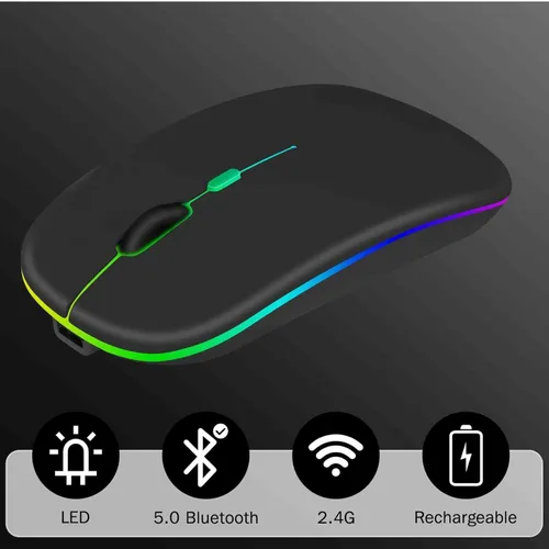 Vista 2 de UrbanX Ratón recargable Bluetooth para Samsung Galaxy Chromebook portátil Bluetooth Ratón inalámbrico diseñado para portátil/PC/Mac/iPad RGB LED