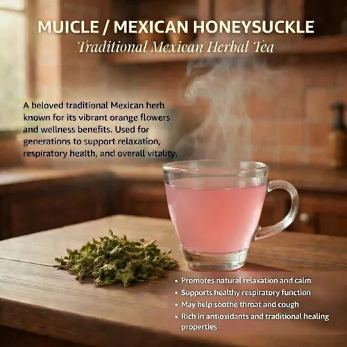 Vista 2 de Muicle Mexican Honeysuckle Herbal Tea, Dried Loose Leaf, Caffeine Free, Relaxation & Respiratory Support, 4 oz