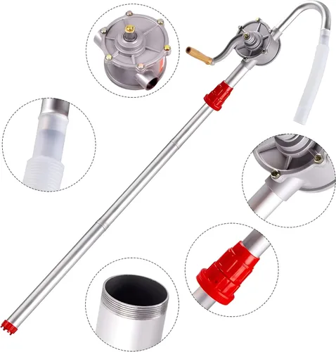 Vista 6 de Bomba de barril de bomba de tambor de 55 galones, bomba de mano giratoria de aluminio resistente para aplicaciones industriales automotrices