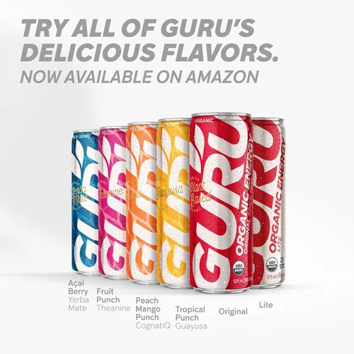 Vista 8 de GURU Paquete variado de bebidas energéticas orgánicas, bebida energética limpia con cafeína natural a base de plantas de té verde, sin gluten