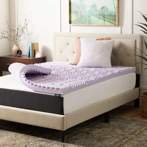 Vista 11 de LUCID Cubrecolchón de espuma viscoelástica de gel zonificado de 2 pulgadas, tamaño individual