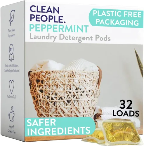 Vista 10 de THE CLEAN PEOPLE Cápsulas de detergente para ropa ultraconcentradas, 192 unidades, sin fragancia, a base de plantas, sin plástico, aptas para tanque