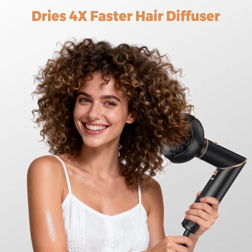 Vista 6 de Cepillo secador de pelo 6 en 1, cepillo secador de pelo plegable con envoltura de rizador de aire, cepillo de aire caliente desmontable para secar