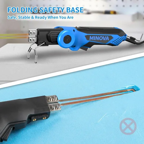 Vista 2 de Cuchillo caliente eléctrico giratorio de 250 W, kit de herramientas de corte de espuma de 6 cuchillas con soporte plegable, sistema de refrigeración