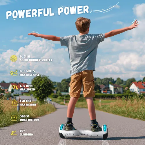 Vista 2 de SISIGAD Scooters for Kids Ages 7-12, with Built-in Bluetooth Speaker and 6.5" Colorful Lights Wheels, Safety Certified Self Balancing Scooter