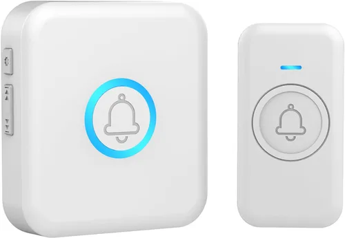 Vista 10 de FOVKSUC Timbre inalámbrico, timbre de puerta impermeable con 60 campanadas, 5 niveles de volumen y 2 modos silenciosos, timbres de puerta