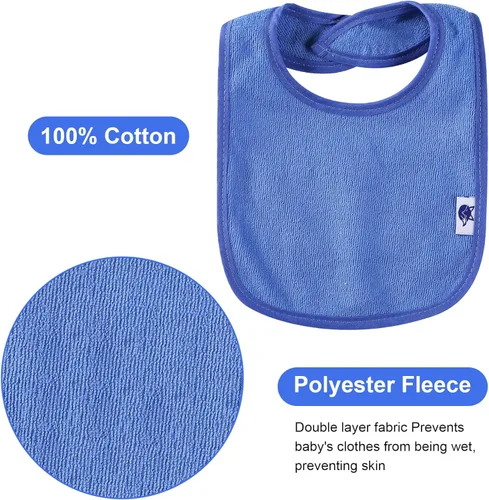 Vista 3 de Paquete de 12 baberos de algodón de rizo, baberos unisex con relleno de fibra impermeable para alimentación, dentición, babeo