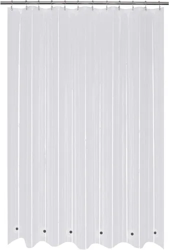 Vista 43 de Mrs Awesome - Forro de cortina de ducha azul marino con 3 imanes, cortina de ducha premium flexible y resistente de plástico para baño, ligera