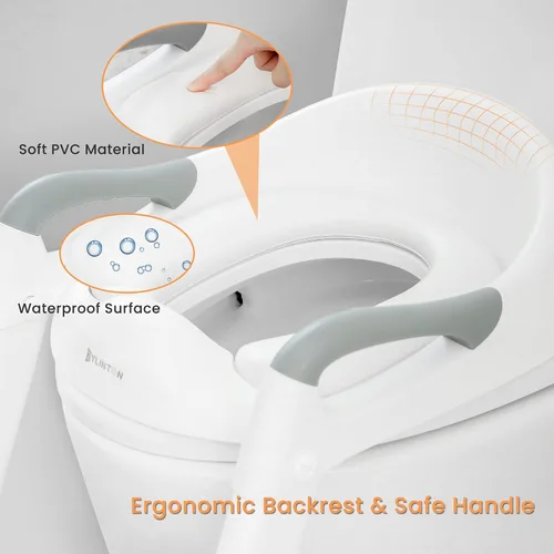 Vista 5 de JASSONE® Asiento de entrenamiento para ir al baño, taburete para niños pequeños, inodoro 2 en 1 para niños, asiento de bebé con protector contra