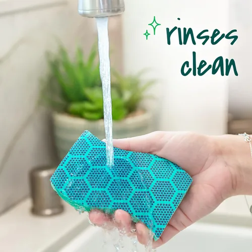 Vista 6 de Scotch-Brite Esponja exfoliante resistente al olor, esponjas de cocina aptas para lavavajillas para fregar seriamente, esponja multiusos para platos