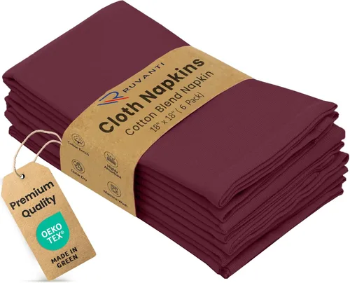 Vista 56 de Ruvanti Juego de 12 servilletas de tela de 18 x 18 pulgadas, lavables, suaves, duraderas, absorbentes, de mezcla de algodón, para hotel, almuerzo