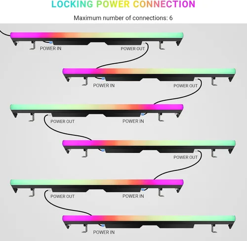 Vista 5 de Barra de luz LED para escenario, paquete de 2: mezcla de colores RGB de 60 W, control DMX y RDM, 67 programas de persecución y 37 colores estáticos
