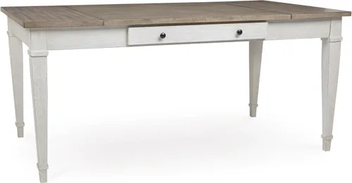 Signature Design by Ashley Skempton Farmhouse - Mesa de comedor rectangular con almacenamiento, color blanco y marrón claro