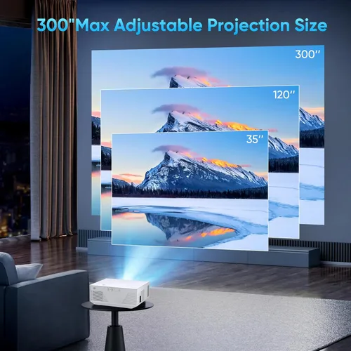 Vista 4 de Proyector con Wifi y Bluetooth, Native 1080P FHD 15000Lumens Mini Wifi Bluetooth Proyector 4K, 300" Pantalla Portátil de Video al aire libre