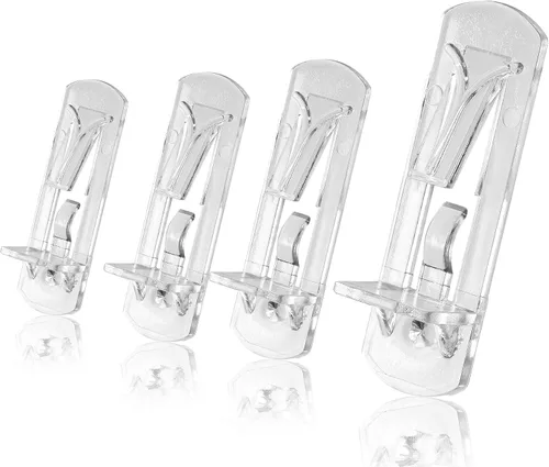 Vista 8 de 4 piezas de pasadores de estante con bloqueo – Clavijas de estante de gabinete de 5 mm, clips de estante de plástico transparente para tableros
