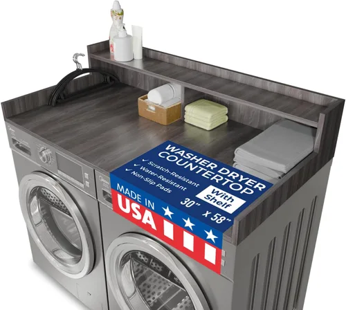 Vista 24 de OfficeSimpli - Lavadora grande con estante - 30 x 58 pulgadas - Encimera de lavandería fabricada en Estados Unidos sobre lavadora y secadora