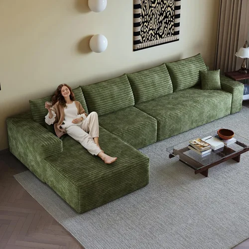 Vista 54 de Sofás seccionales de 105" para sala de estar, sofá nube con forma de L tapizado sin estructura rígida, sofá seccional moderno modular con chaise