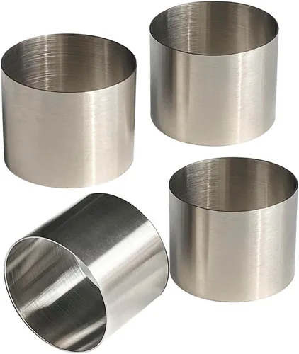 SUNRISE Anillo redondo de acero inoxidable para alimentos (4 piezas) 3 pulgadas de profundidad x 2 3/8 pulgadas de alto