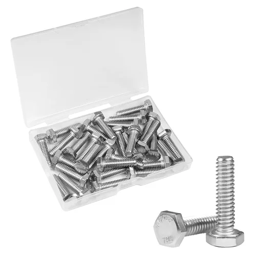 Vista 13 de 30 tornillos hexagonales de 1/4-20 x 1-1/4 pulgadas, tornillos de cabeza hexagonal de 1/4 a 20, acero inoxidable 304, accionamiento hexagonal