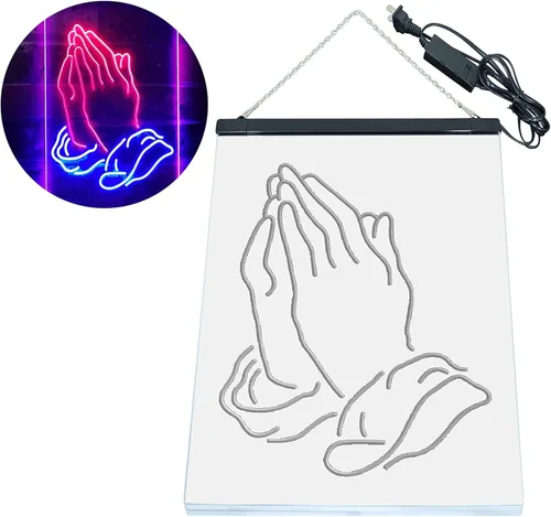 Vista 8 de ADVPRO Praying Hands Home Display Dual Color LED Neon Sign Blue & Red 8.5" x 12" st6s23-i3264-br