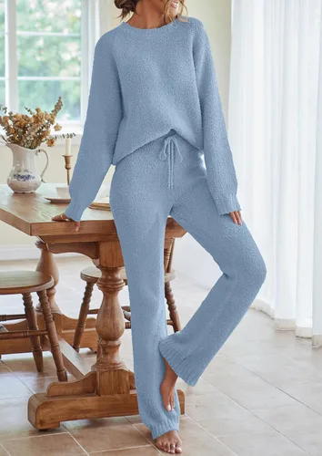 Vista 8 de MEROKEETY Conjunto de pijama de 2 piezas de forro polar mullido para mujer