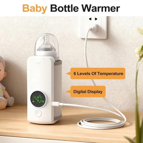 Vista 2 de Calentador de botellas portátil, equipado con una batería de 6000 mAh, adecuado para alimentación de sueños y alimentación de fórmula, adecuado